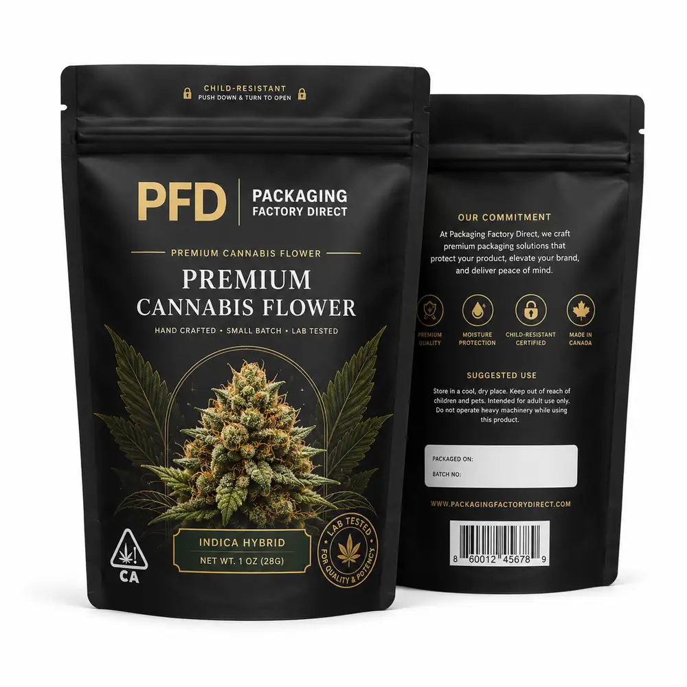 Child-Resistant Cannabis Flower Mylar Bags with Smell-Proof Zipper