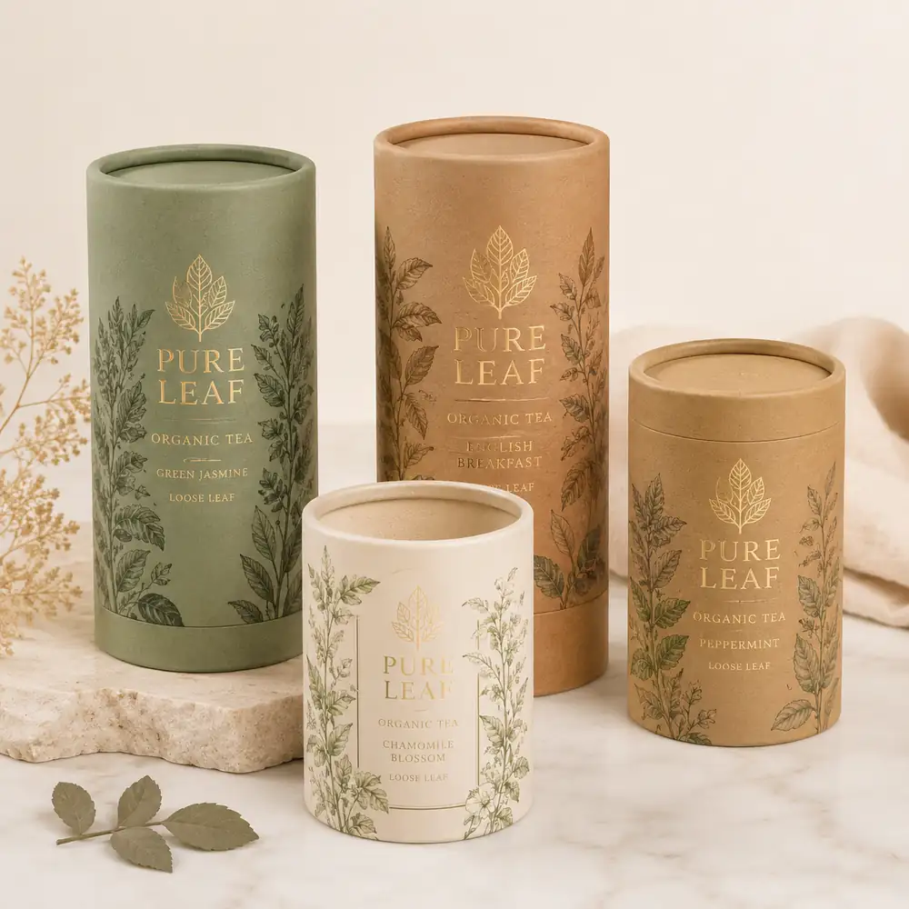 Eco Paper Tube Packaging for Organic Tea, Wellness Powder and Beauty Products