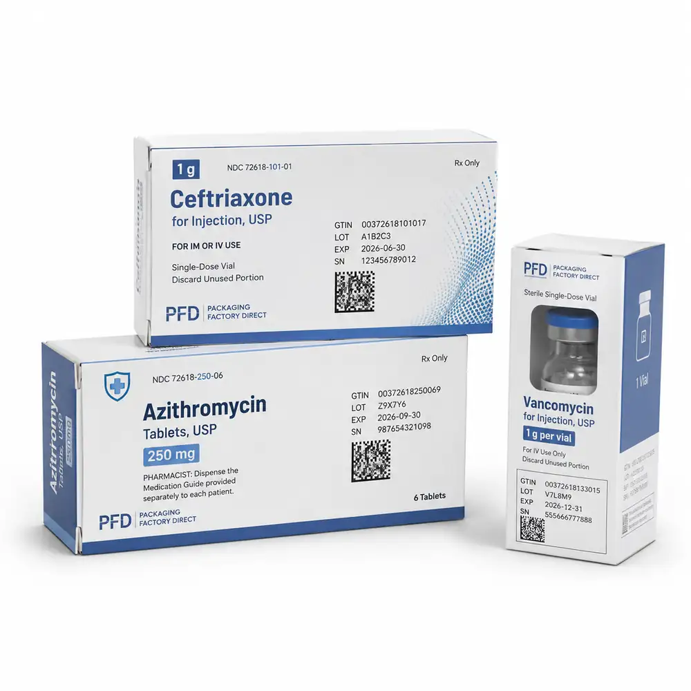 GS1 DataMatrix Serialized Pharmaceutical Injection Boxes