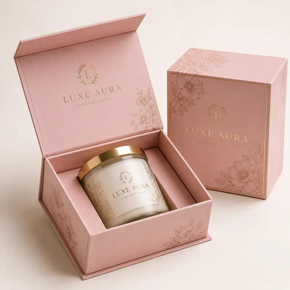 Luxury Magnetic Candle Gift Boxes with Printed Logo and Custom Inserts