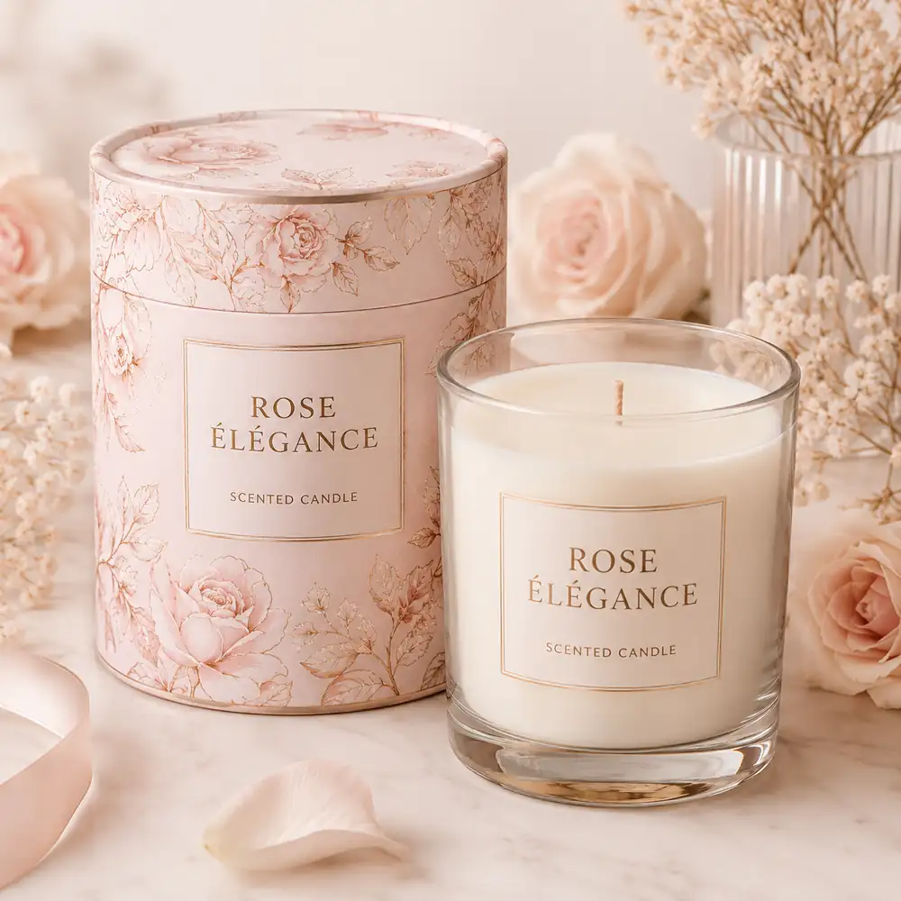 Premium Candle Paper Tube Packaging with Foil Printing and Jar Label